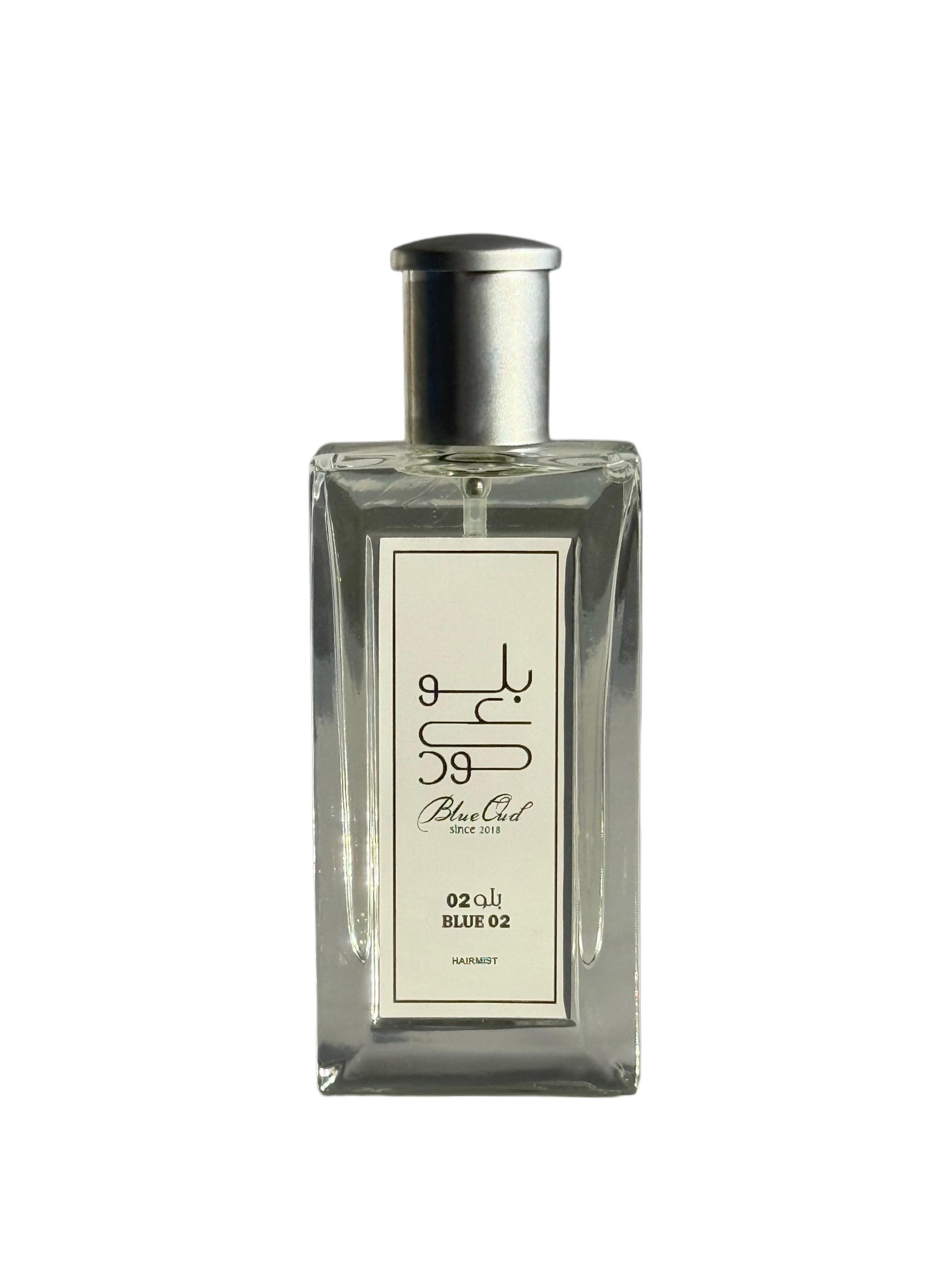 Blue 02 Powdry hair mist bottle by Blue Oud