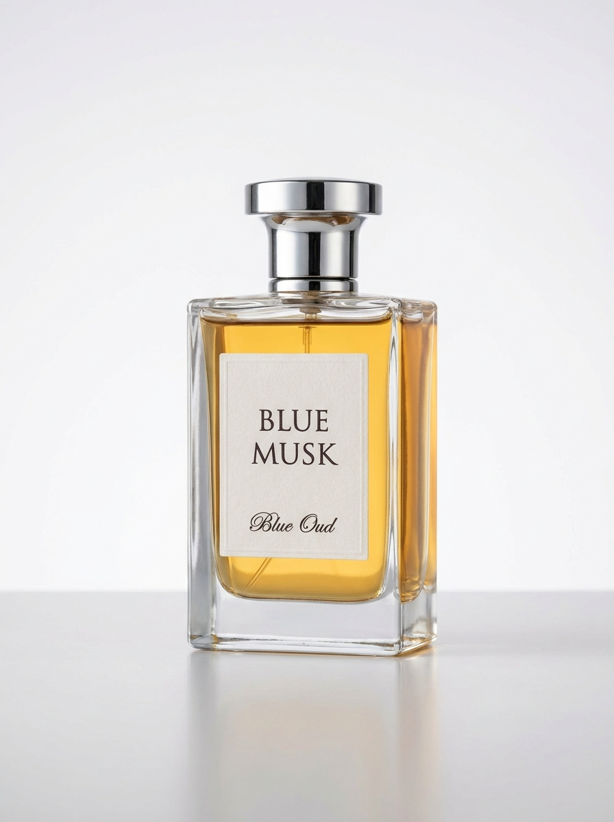 blue musk perfume bottle