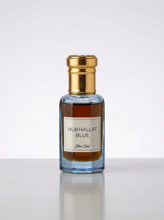 Mukhallat Blue oil perfume bottle