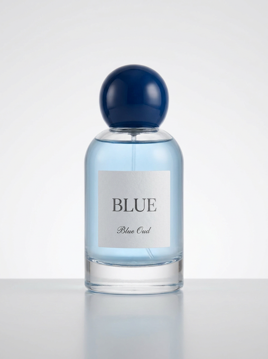 Blue perfume bottle